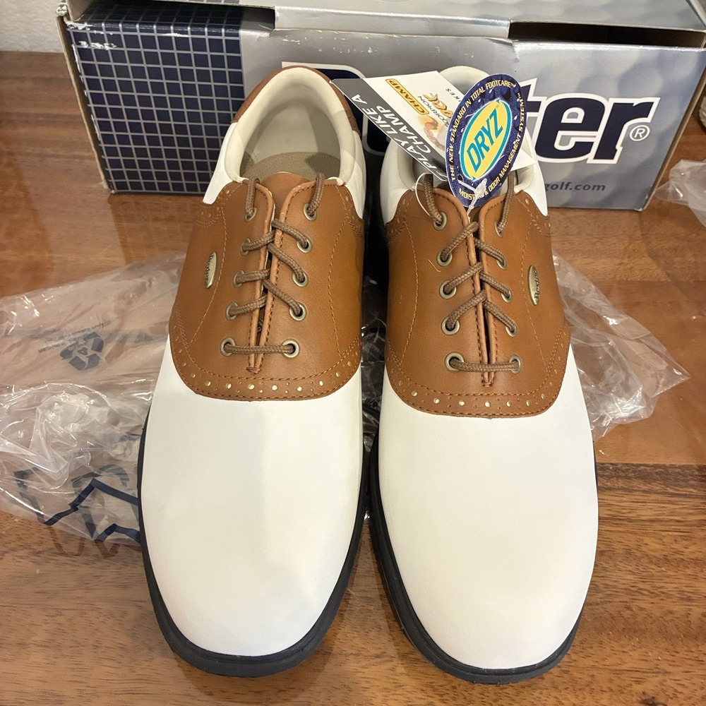 Dexter Softshoe Classic 2 Waterproof Golf Shoe Sz 9 M  White/Bomber Brown NIB